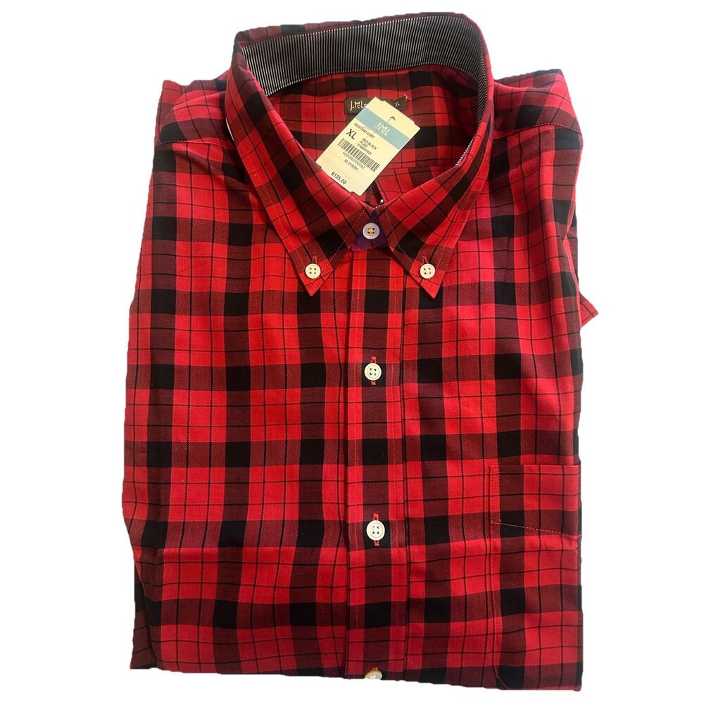 NWT‎ J. MCLAUGHLIN Men's X-Large Westend Shirt Button Down 100% Cotton Red Plaid